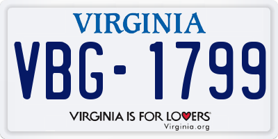 VA license plate VBG1799