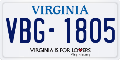 VA license plate VBG1805