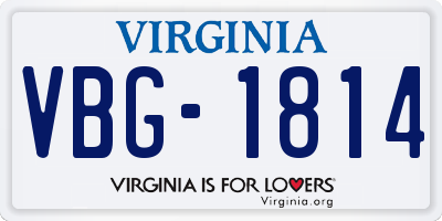 VA license plate VBG1814
