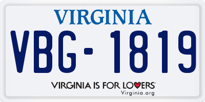 VA license plate VBG1819