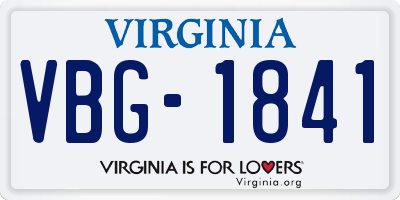 VA license plate VBG1841