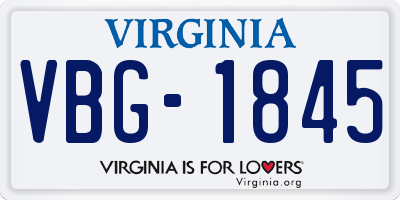 VA license plate VBG1845