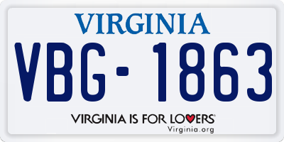 VA license plate VBG1863