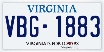 VA license plate VBG1883