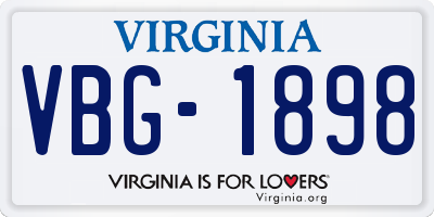 VA license plate VBG1898