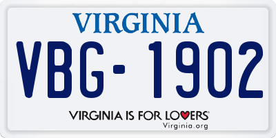 VA license plate VBG1902