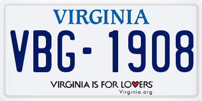 VA license plate VBG1908