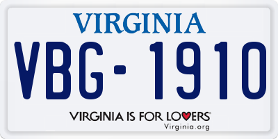 VA license plate VBG1910