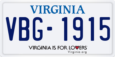 VA license plate VBG1915