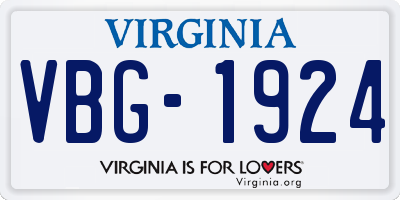VA license plate VBG1924