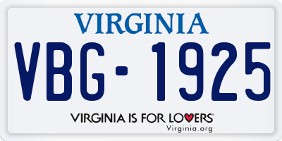 VA license plate VBG1925