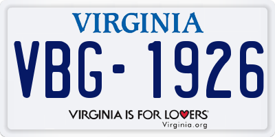 VA license plate VBG1926