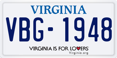 VA license plate VBG1948