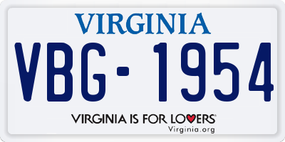 VA license plate VBG1954