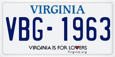 VA license plate VBG1963