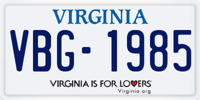 VA license plate VBG1985