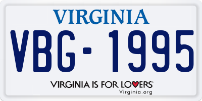 VA license plate VBG1995