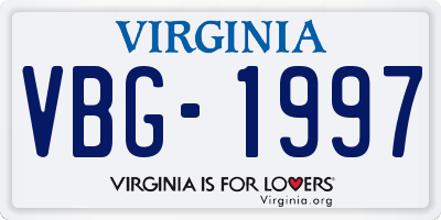 VA license plate VBG1997