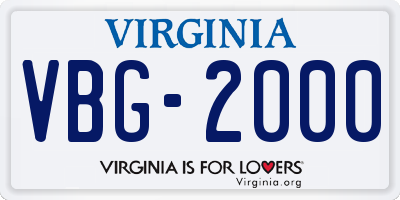 VA license plate VBG2000