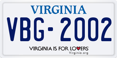 VA license plate VBG2002