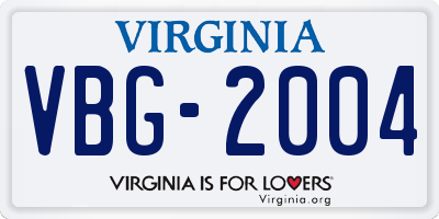 VA license plate VBG2004