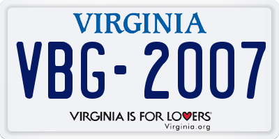 VA license plate VBG2007