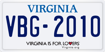 VA license plate VBG2010