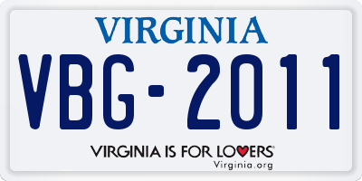 VA license plate VBG2011