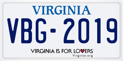 VA license plate VBG2019