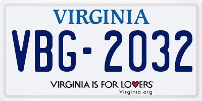 VA license plate VBG2032