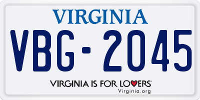 VA license plate VBG2045
