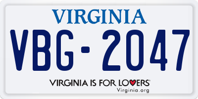 VA license plate VBG2047