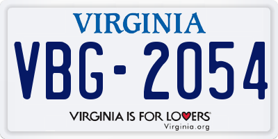 VA license plate VBG2054