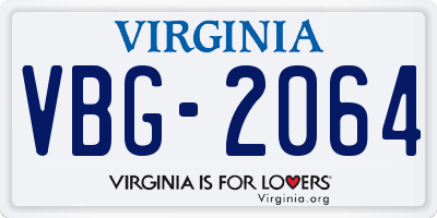 VA license plate VBG2064