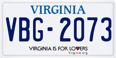 VA license plate VBG2073