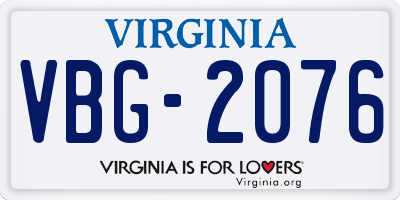 VA license plate VBG2076