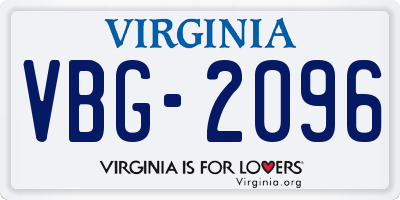 VA license plate VBG2096