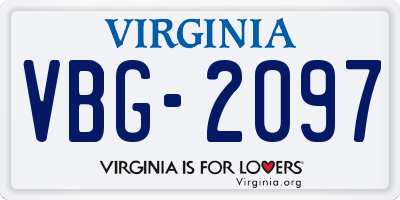 VA license plate VBG2097