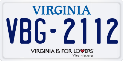 VA license plate VBG2112