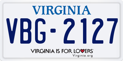VA license plate VBG2127