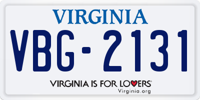 VA license plate VBG2131