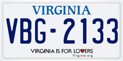VA license plate VBG2133