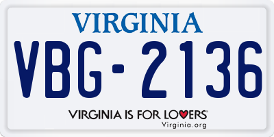 VA license plate VBG2136