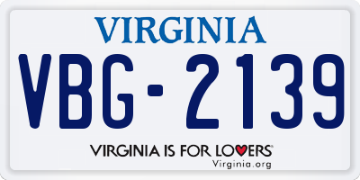 VA license plate VBG2139