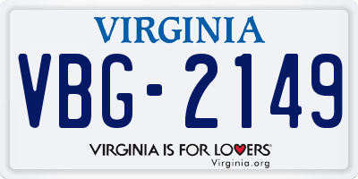 VA license plate VBG2149