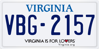 VA license plate VBG2157