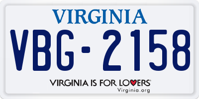 VA license plate VBG2158