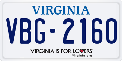 VA license plate VBG2160