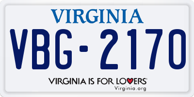 VA license plate VBG2170