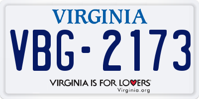 VA license plate VBG2173